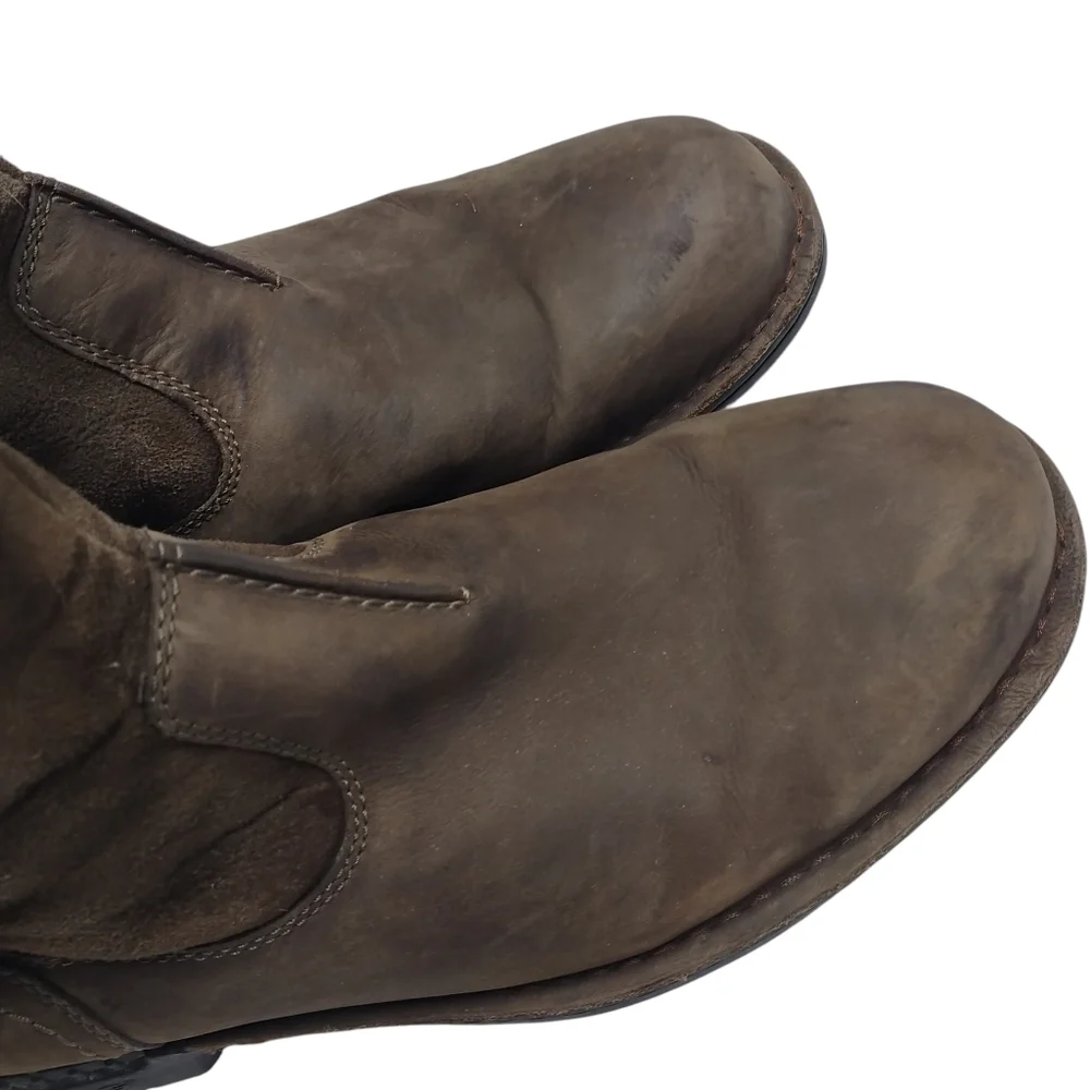 UGG Men's Size 15 Brown Leather/Suede Pull-On Boots Sheepskin Fur Lining